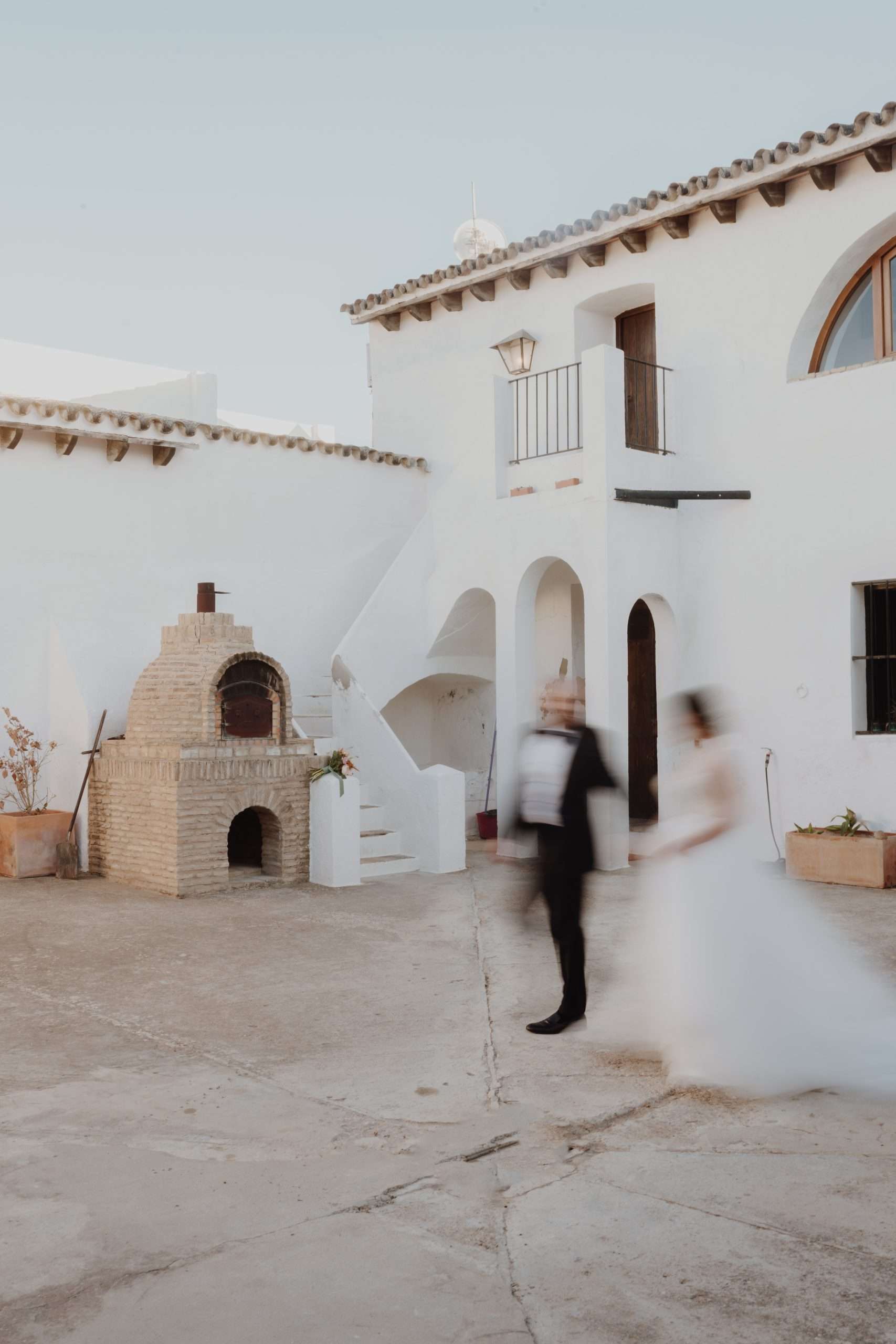 Bride and groom portrait at destination wedding Spain