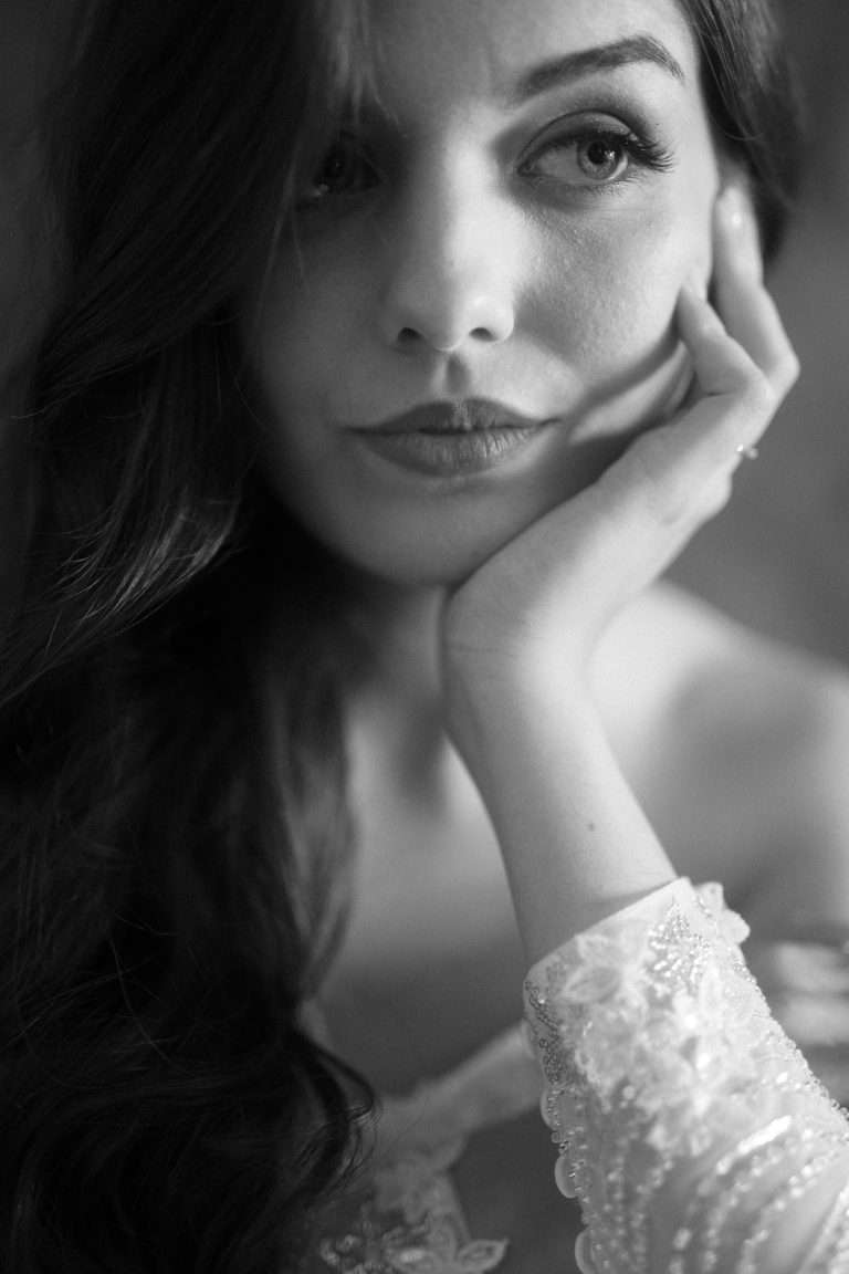Portrait of a woman in black and white