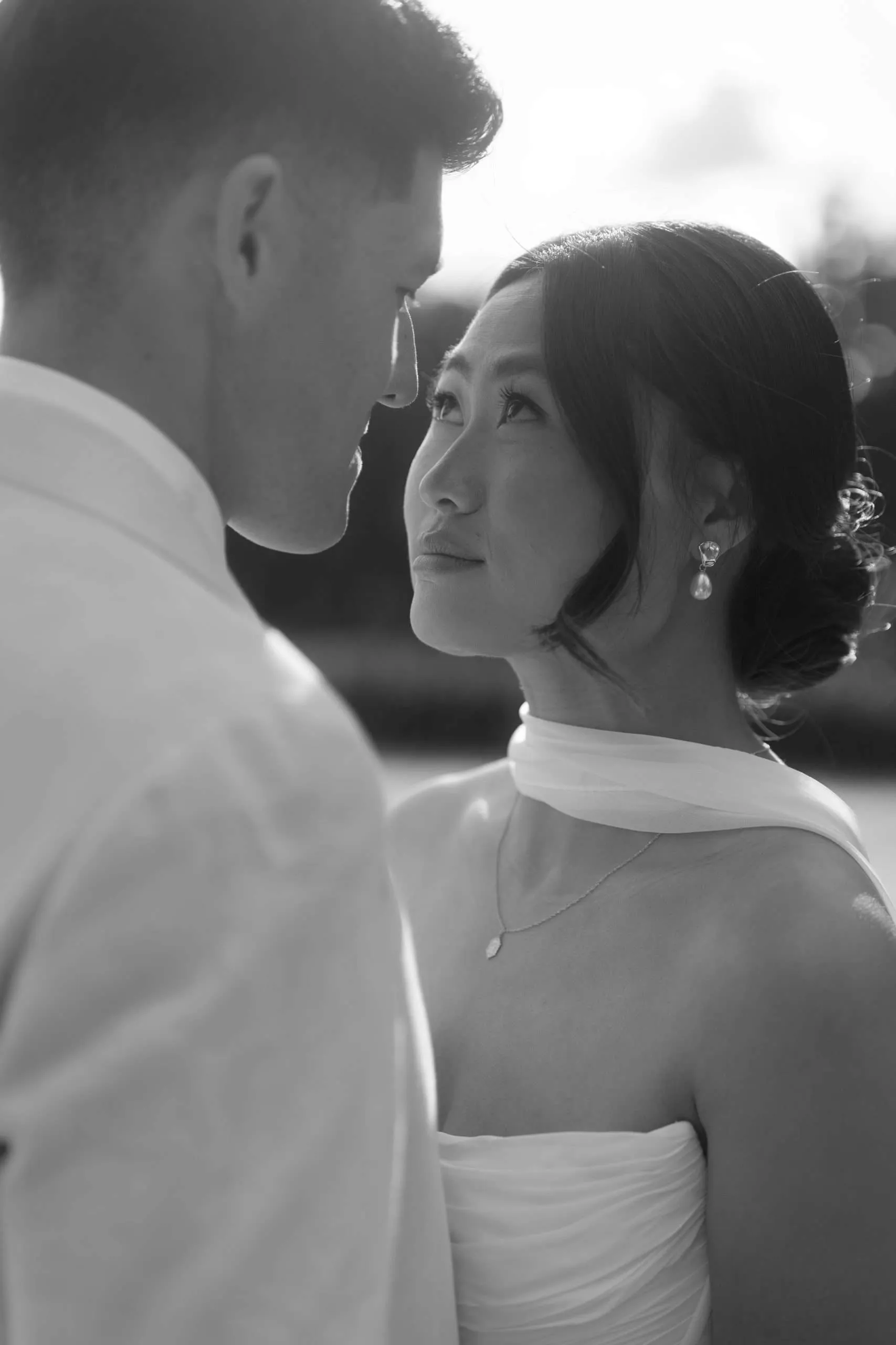 BRIDE LOOKING AT GROOM IN THE EYES