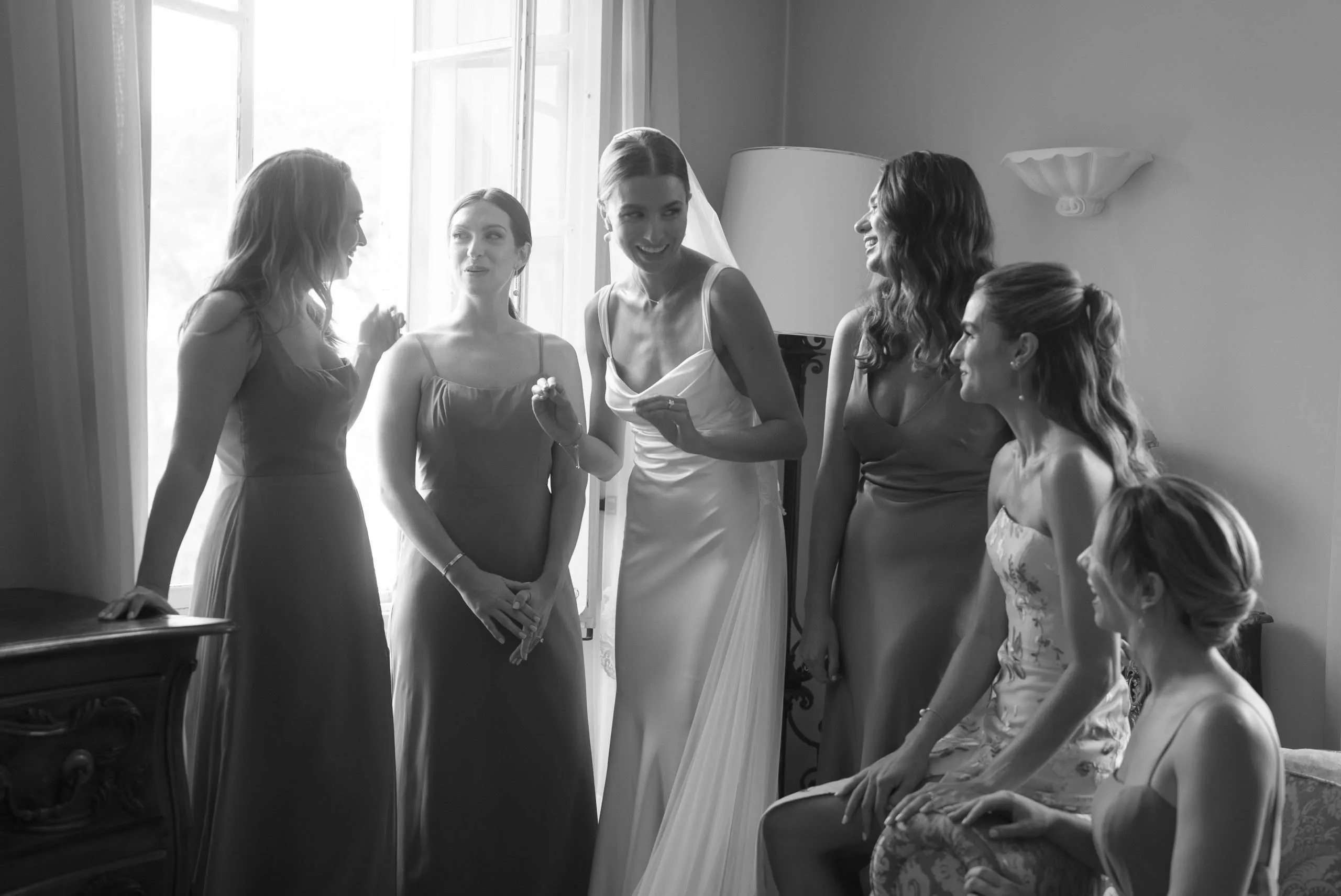 Bride and friends at Bastide du Roy French Riviera wedding Antibes